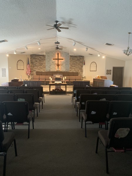 Wide view of the Faith Baptist Church sanctuary